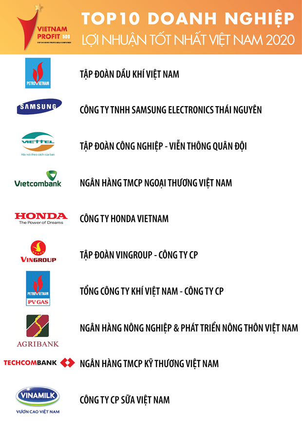 Publication de la liste des 500 entreprises du Vietnam aux plus grands profits en 2020 hinh anh 1