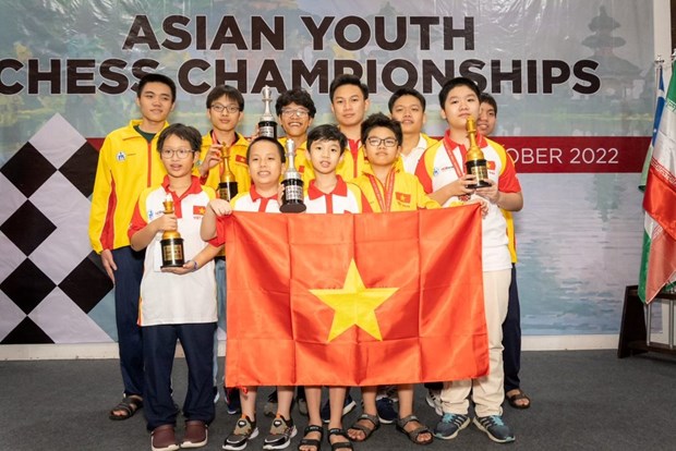 Le Vietnam termine premier aux Championnats d'Asie d'echecs de la Jeunesse 2022 hinh anh 1