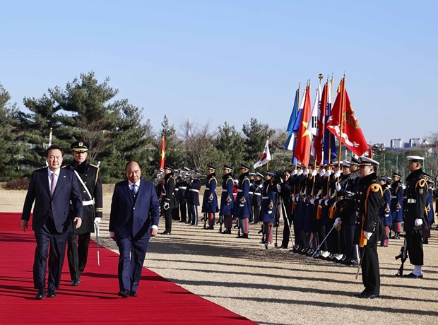 Ceremonie d’accueil officielle du president Nguyen Xuan Phuc en Republique de Coree hinh anh 1