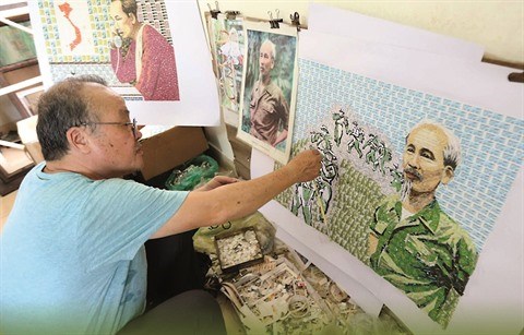 Les insolites tableaux du President Ho Chi Minh en timbres-poste hinh anh 1