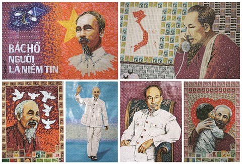 Les insolites tableaux du President Ho Chi Minh en timbres-poste hinh anh 2