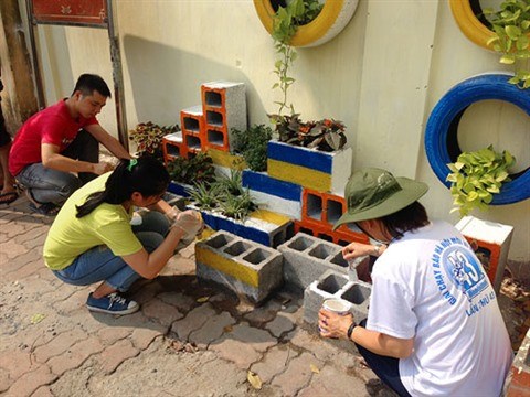 A Hanoi, des depotoirs transformes en jardinets de fleurs hinh anh 1