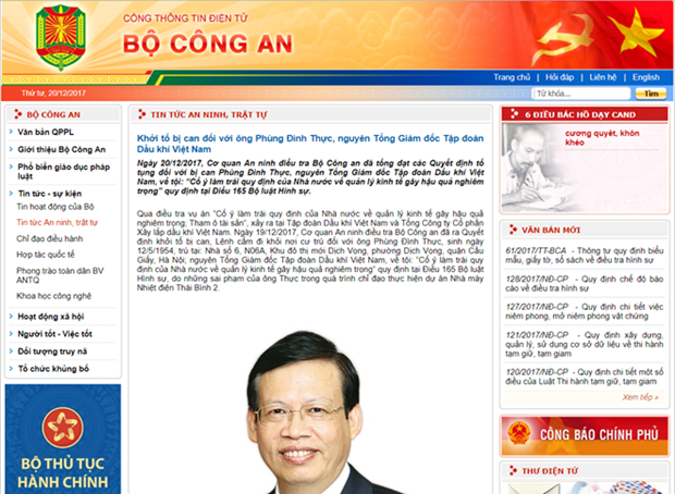 Mise en examen de Phung Dinh Thuc, ancien directeur general du groupe PVN hinh anh 1
