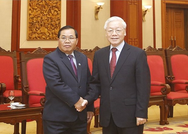 Le leader du PCV recoit le vice-president de l’AN du Laos Sengnouan Xayalath hinh anh 1