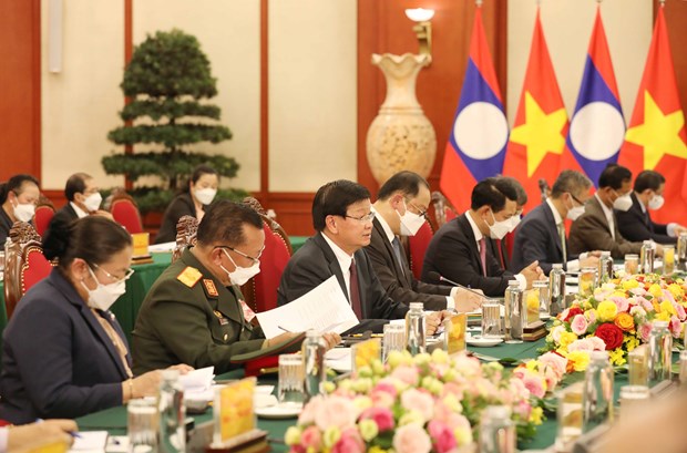 Le secretaire general Nguyen Phu Trong s'entretient avec le secretaire general et president lao Thongloun Sisoulith hinh anh 2