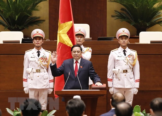 Le Premier ministre cambodgien Hun Sen felicite son homologue vietnamien Pham Minh Chinh hinh anh 1