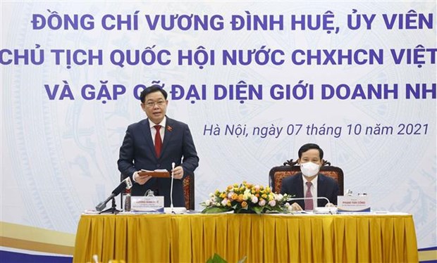 Le president de l’AN Vuong Dinh Hue rencontre des hommes d'affaires vietnamiens hinh anh 2
