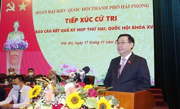 Le president de l’Assemblee nationale rencontre l’electorat de Hai Phong hinh anh 2