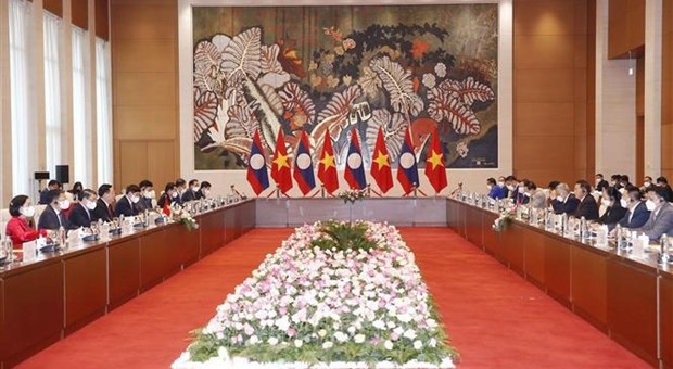 Entretien entre les presidents des Assemblees nationales du Vietnam et du Laos hinh anh 2