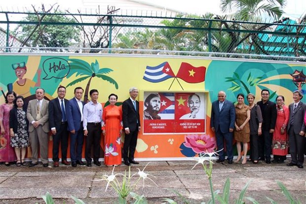 Inauguration d'une peinture murale sur l'amitie Vietnam-Cuba hinh anh 1