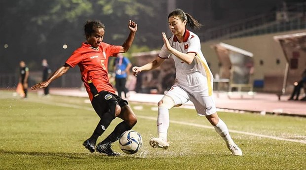 Championnat feminin AFF 2022 : le Vietnam bat le Timor-Leste et file en demies hinh anh 1