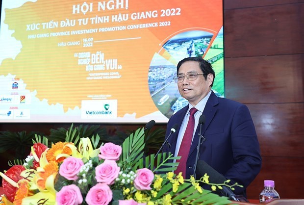 Le PM Pham Minh Chinh a la Conference de la promotion des investissements a Hau Giang hinh anh 1