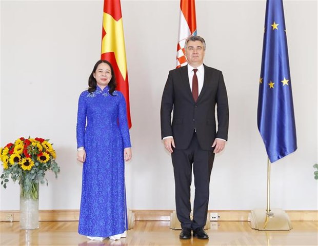 La vice-presidente Vo Thi Anh Xuan rencontre le president croate hinh anh 1
