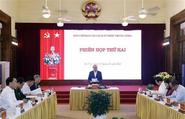 Le president preside la deuxieme reunion du Comite central de pilotage de la reforme judiciaire hinh anh 1