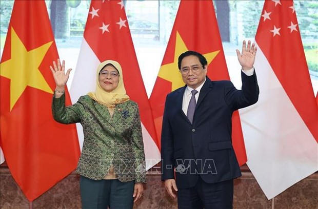 Le PM Pham Minh Chinh recoit la presidente singapourienne Halimah Yacob hinh anh 2
