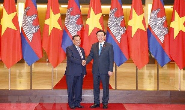 Le president du Senat du Cambodge Samdech Say Chhum acheve sa visite officielle au Vietnam hinh anh 1