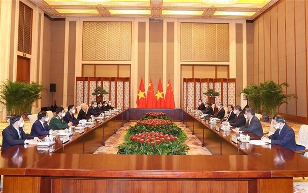 Entrevue entre le leader vietnamien et le Premier ministre chinois a Pekin hinh anh 2