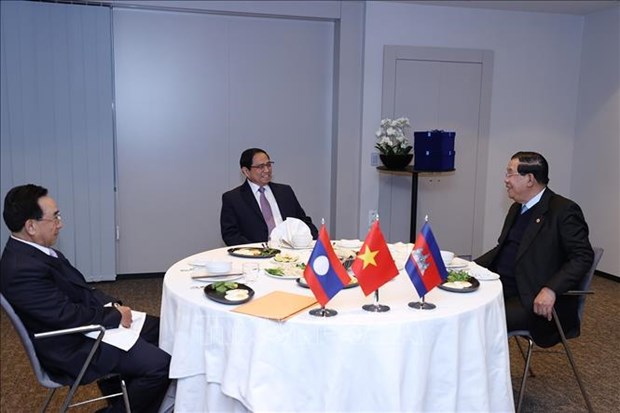 Les Premiers ministres vietnamien, lao et cambodgien se rencontrent en Belgique hinh anh 1