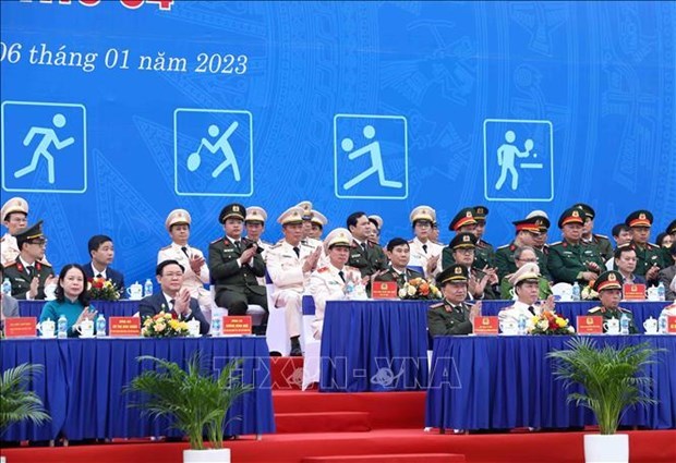 Le president de l'AN assiste au Festival sportif traditionnel de la Garde de la Police populaire hinh anh 1