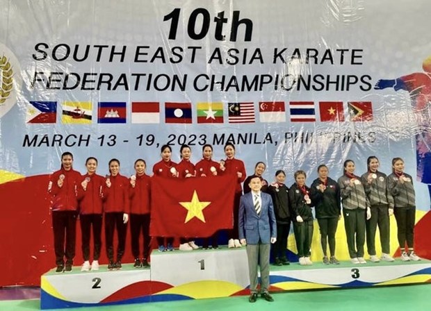 Le Vietnam remporte la premiere place aux Championnats de karate d'Asie du Sud-Est hinh anh 1