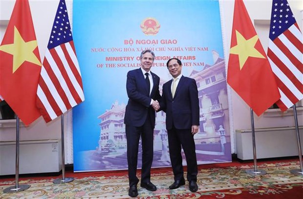 Vietnam-Etats-Unis : entretien entre les deux chefs de la diplomatie hinh anh 1
