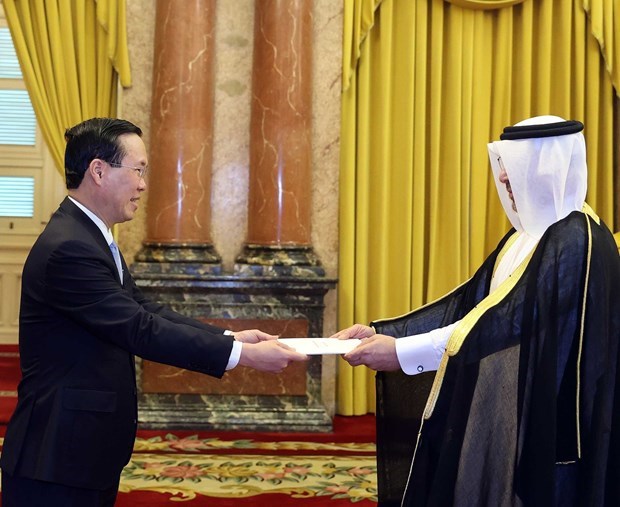 Le president Vo Van Thuong recoit les nouveaux ambassadeurs etrangers hinh anh 1