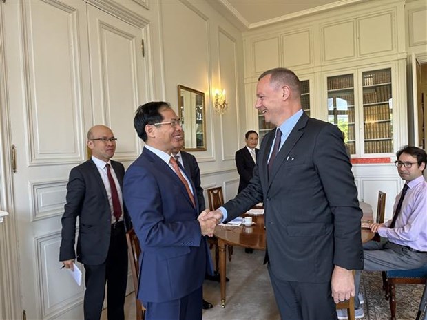 Le ministre vietnamien des AE rencontre des responsables du Bresil, de la France, de la CE et du Canada a Paris hinh anh 2