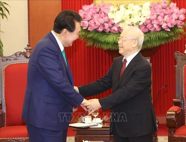 Le secretaire general du PCV recoit le president sud-coreen hinh anh 1