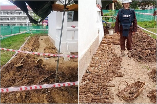 Le Cambodge decouvre 2.000 explosifs datant de la guerre enterres dans un lycee hinh anh 1