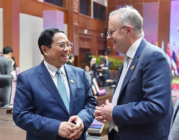 Rencontre entre le PM vietnamien et son homologue australien a Jakarta hinh anh 1