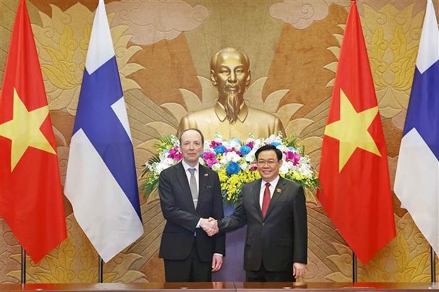 Le president de l'AN du Vietnam Vuong Dinh Hue s'entretient avec son homolgue finlandais hinh anh 1