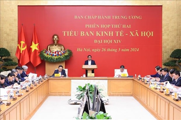 Le PM preside la reunion du sous-comite socio-economique du 14e Congres du Parti hinh anh 1