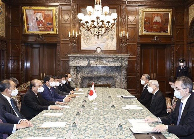 Le president vietnamien rencontre le president de la Chambre des conseillers du Japon hinh anh 1