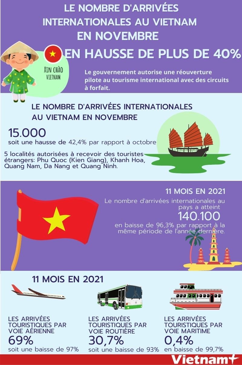 Novembre: le nombre d'arrivees internationales au Vietnam en hausse de plus de 40% hinh anh 1