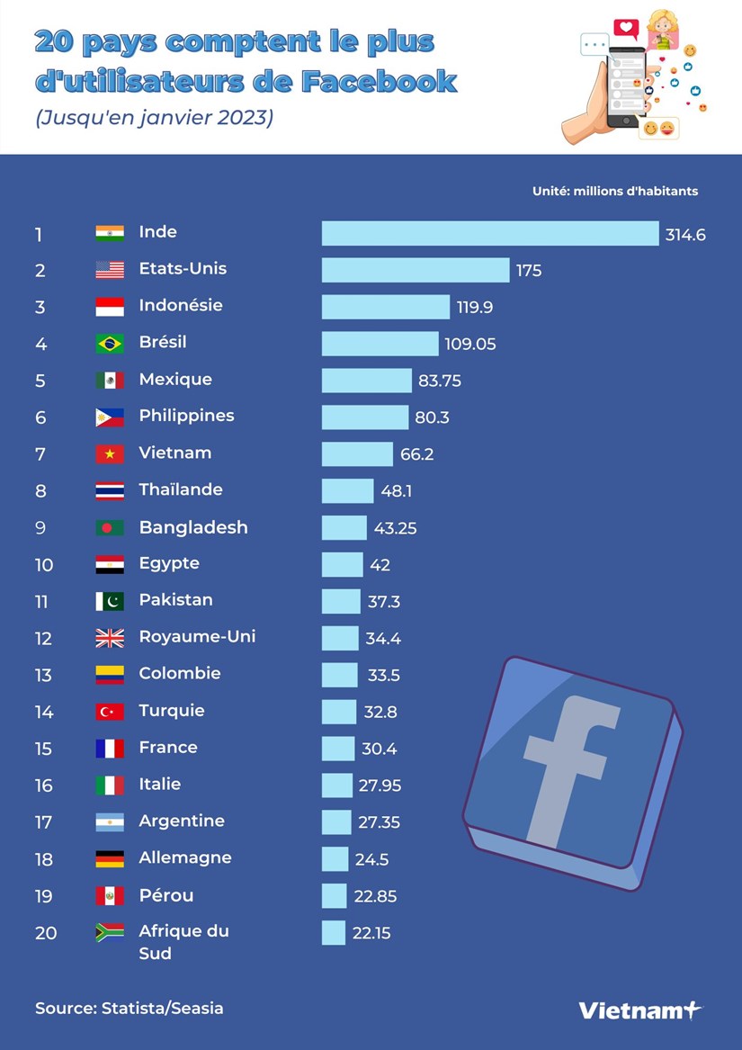 20 pays comptent le plus d'utilisateurs de Facebook hinh anh 1