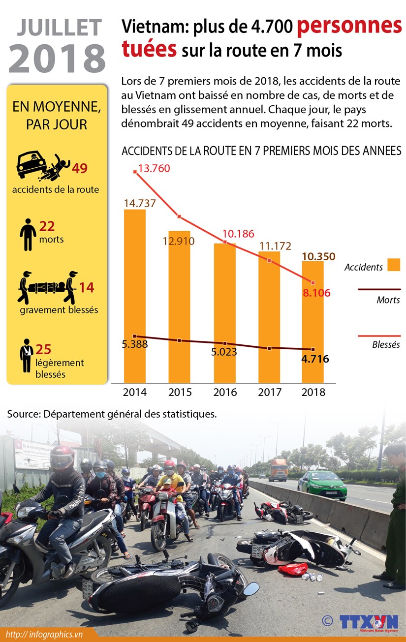 [Infographie] Plus de 4.700 personnes tuees sur la route en 7 mois hinh anh 1