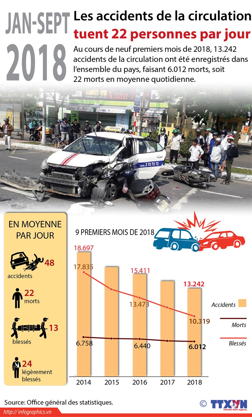 [Infographie] Les accidents de la circulation tuent 22 personnes par jour hinh anh 1